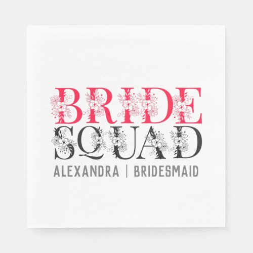 Bride Squad  Pink Bachelorette Party Bridesmaid  Napkins
