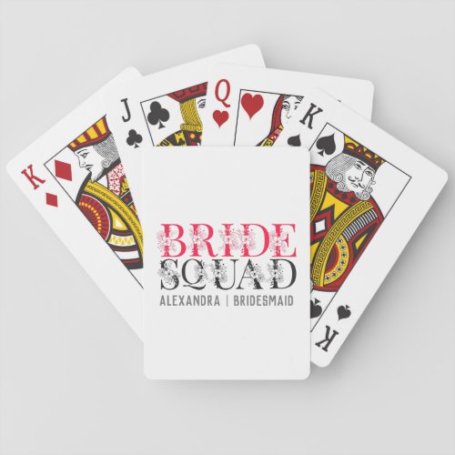 Bride Squad  Pink Bachelorette Party Bridesmaid Playing Cards