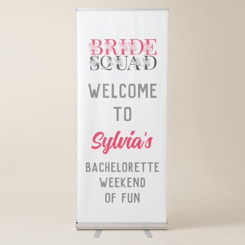 Bride Squad  Pink Bachelorette Party Bridesmaid  Retractable Banner