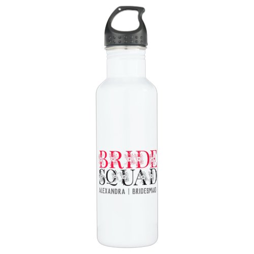 Bride Squad  Pink Bachelorette Party Bridesmaid  Stainless Steel Water Bottle
