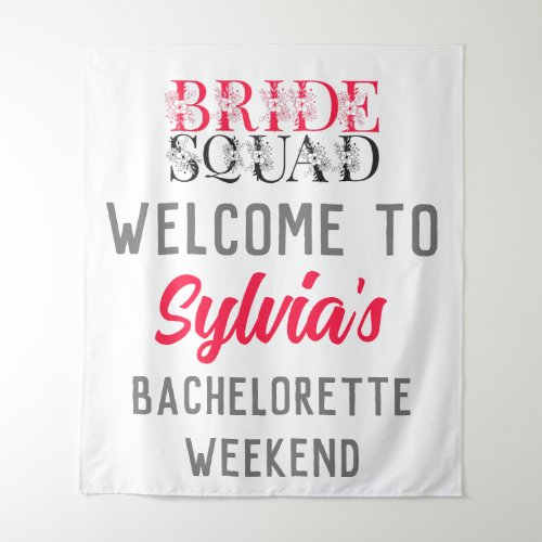 Bride Squad  Pink Bachelorette Party Bridesmaid  Tapestry