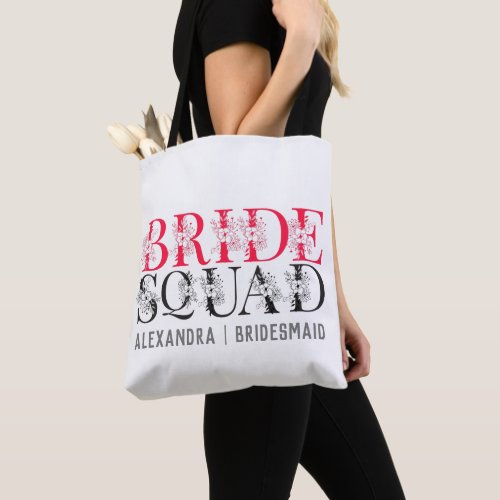 Bride Squad  Pink Bachelorette Party Bridesmaid Tote Bag