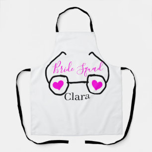 Bride squad pink black googles heart bridesmaid  apron
