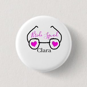 Bride squad pink black googles heart bridesmaid button