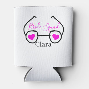 Bride squad pink black googles heart bridesmaid  can cooler