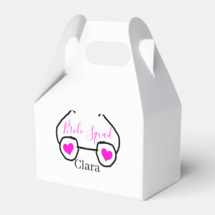 Bride squad pink black googles heart bridesmaid favor boxes