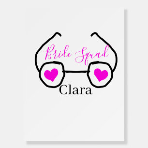 Bride squad pink black googles heart bridesmaid foam board