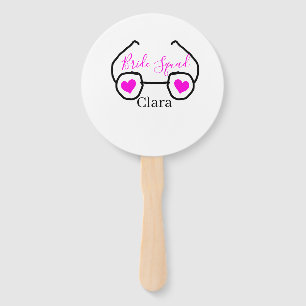 Bride squad pink black googles heart bridesmaid  hand fan