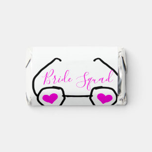 Bride squad pink black googles heart bridesmaid hershey's miniatures