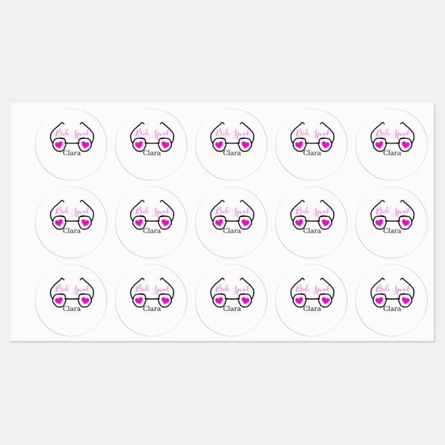 Bride squad pink black googles heart bridesmaid  labels (Sheet)