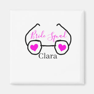 Bride squad pink black googles heart bridesmaid magnet