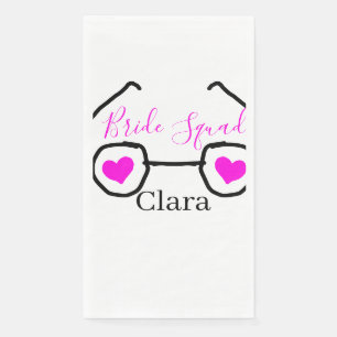 Bride squad pink black googles heart bridesmaid paper guest towels