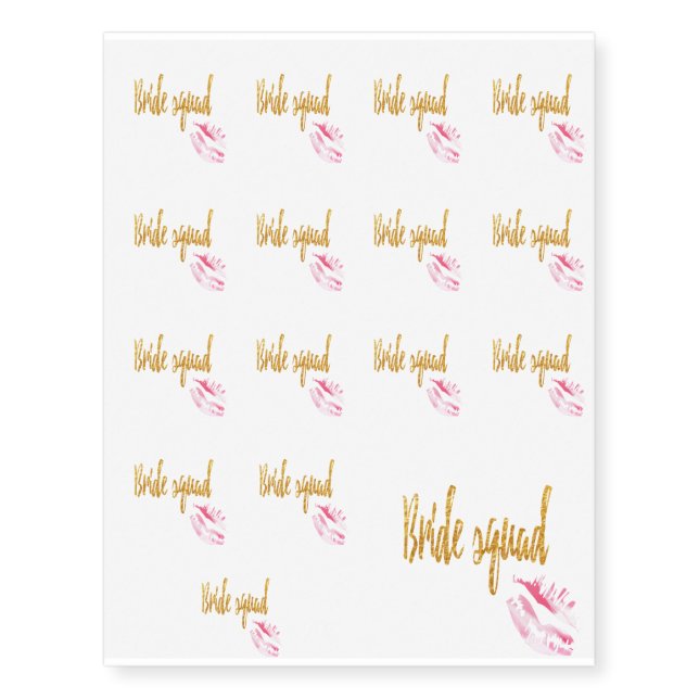 bride-squad-pink-kiss. temporary tattoos (Front)