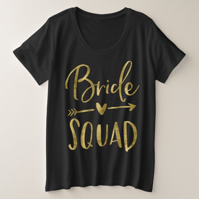 Bride Squad Plus Size Tank Top Gold Heart Arrow (Design Front)