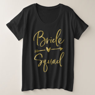 Bride Squad Plus-Size VNeck Faux Gold Script Arrow Plus Size T-Shirt