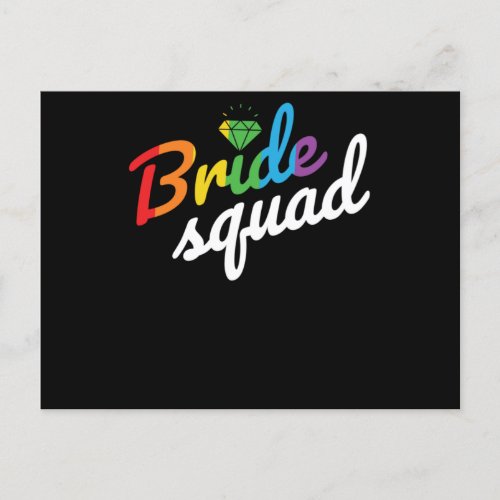 Bride Squad Rainbow Pride LGBT Announcement Postcard