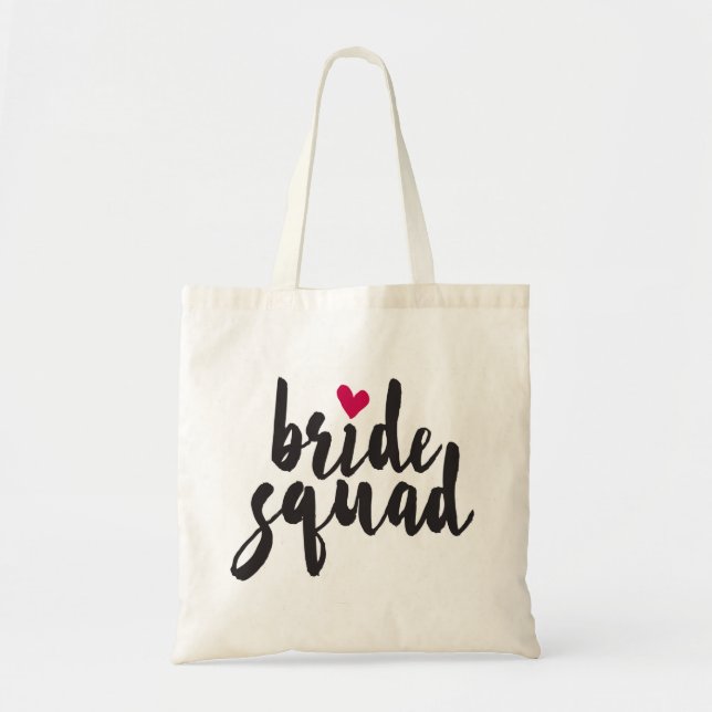 Bride Squad Red Heart Tote Bag (Front)