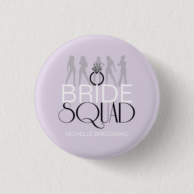 Bride Squad Silhouettes Black on Lites ID252 Pinback Button (Front)