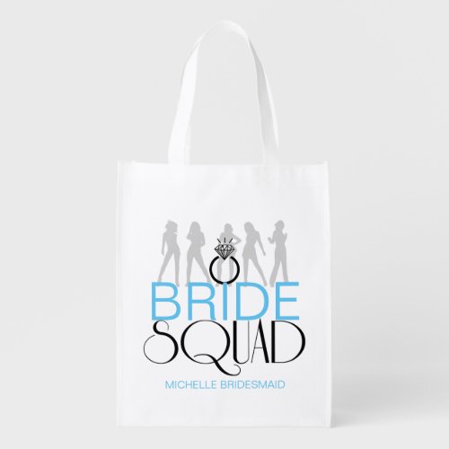 Bride Squad Silhouettes White on Dark  ID252 Grocery Bag