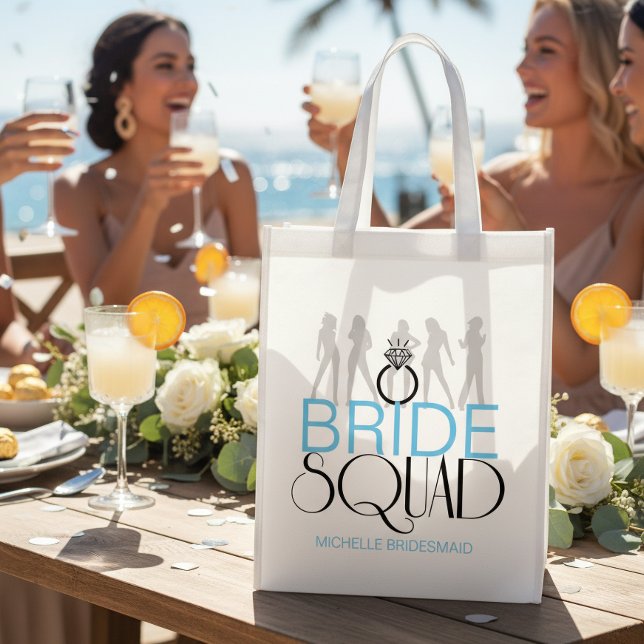 Bride Squad Silhouettes White on Dark  ID252 Grocery Bag (Creator Uploaded)
