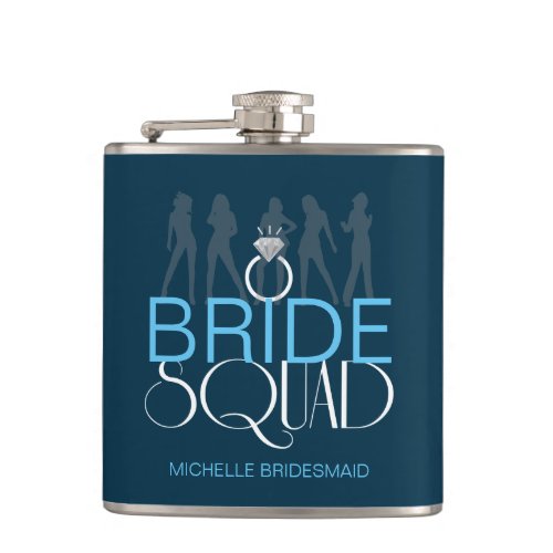 Bride Squad Silhouettes White on Dark  ID252 Hip Flask