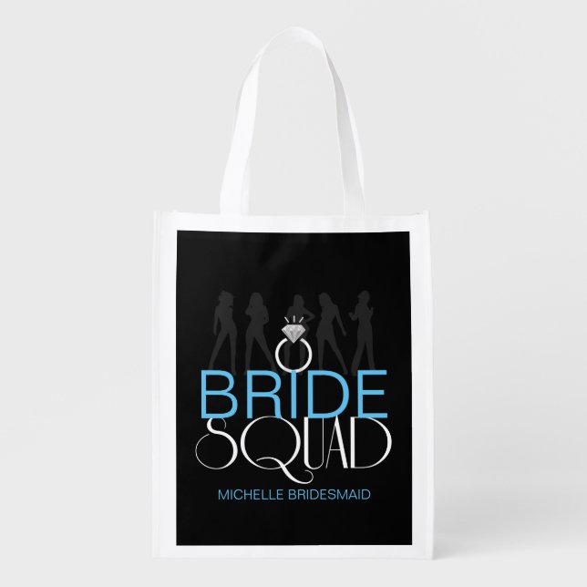 Bride Squad Silhouettes White on Dark  ID252 Reusable Grocery Bag (Front)