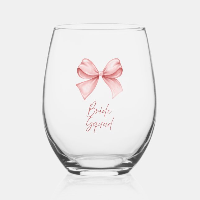 Bride Squad  Stemless Wine Glass (Front)