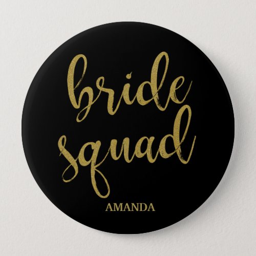 Bride Squad Stylish Calligraphy Gold Glitter Button