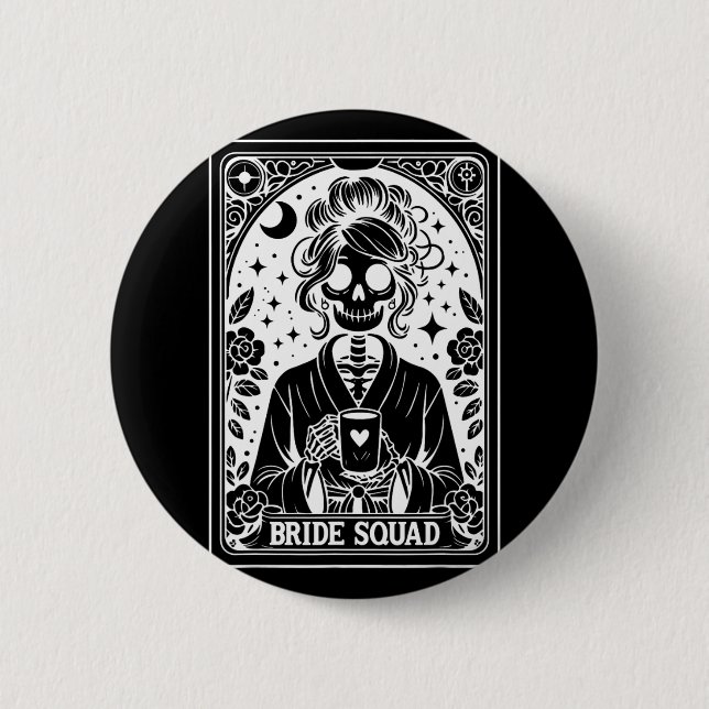 Bride Squad Tarot Card Bride Coven Gothic Bachelor Button (Front)