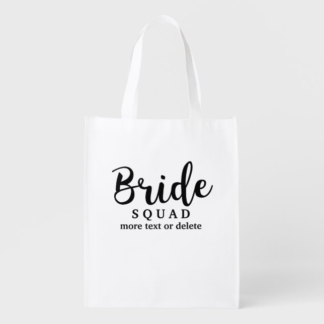 Bride Squad, Team Bride, Chic Modern Wedding Party Reusable Grocery Bag (Front)
