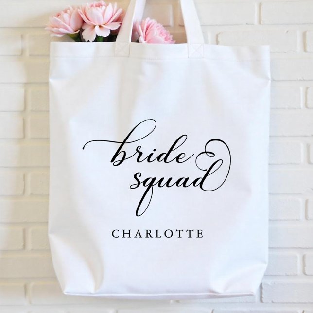 Bride Squad Tote Bag – Personalized Bridesmaid Gif (Bride Squad - Editable Name)