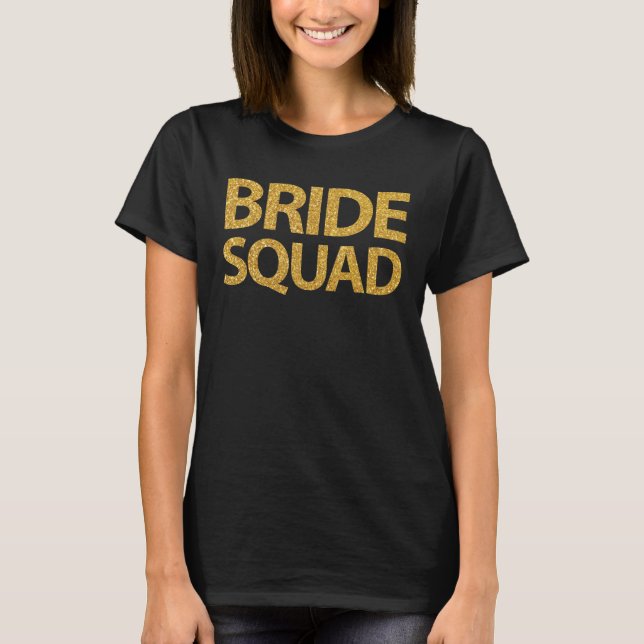 Bride Squad V-Neck T-Shirt Faux Sequins (Front)