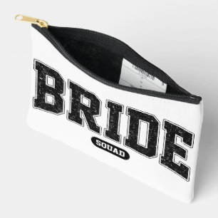 Bride Squad Varsity Typography Bachelorette Party Accessory Pouch