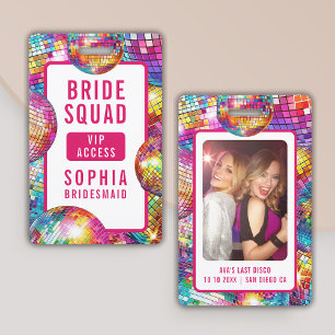 Bride Squad VIP Disco Ball Photo Bachelorette Badge