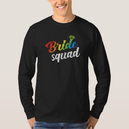 Bride Squad Wedding Shower Bridesmaid Gay Lesbian  T-Shirt