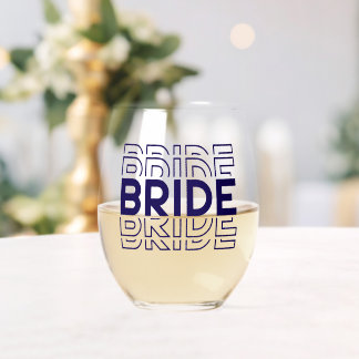 Bride  stemless wine glass