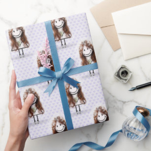 Bride Stick Figure Girl In Sneakers on Hearts Wrapping Paper