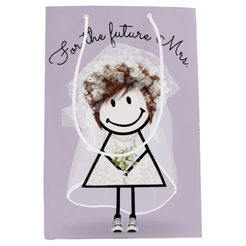 Bride Stick Girl In Lace Dress and Sneakers Medium Gift Bag