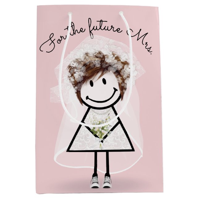 Bride Stick Girl In Lace Dress and Sneakers Medium Gift Bag (Front)