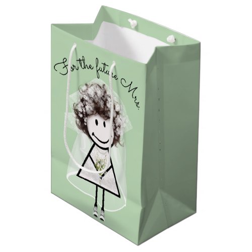 Bride Stick Girl In Lace Dress and Sneakers Medium Gift Bag