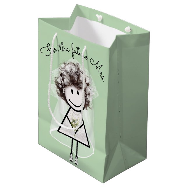 Bride Stick Girl In Lace Dress and Sneakers Medium Gift Bag (Front Angled)