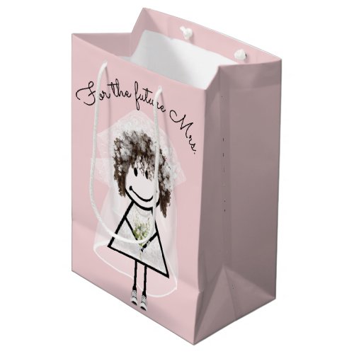 Bride Stick Girl In Lace Dress and Sneakers  Medium Gift Bag