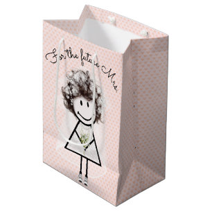 Bride Stick Girl In Lace Dress and Sneakers  Medium Gift Bag