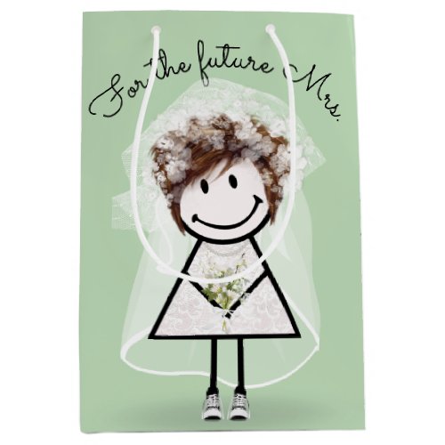 Bride Stick Girl In Lace Dress and Sneakers Medium Gift Bag