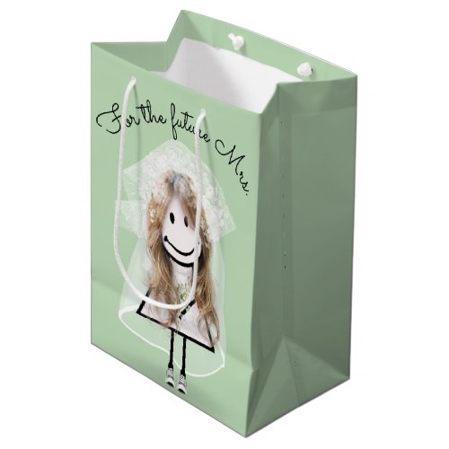 Bride Stick Girl In Lace Dress and Sneakers  Medium Gift Bag