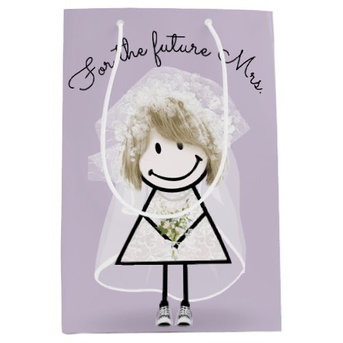 Bride Stick Girl In Lace Dress and Sneakers  Medium Gift Bag