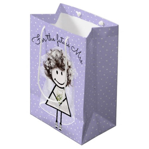 Bride Stick Girl In Lace Dress and Sneakers  Medium Gift Bag