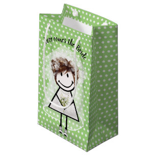 Bride Stick Girl In Sneakers On Polka Dots Small Gift Bag