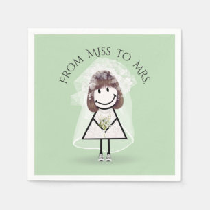 Bride Stick Girl in Sneakers with Daisy Bouquet  Napkins