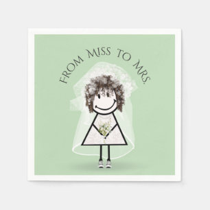 Bride Stick Girl in Sneakers with Daisy Bouquet Napkins